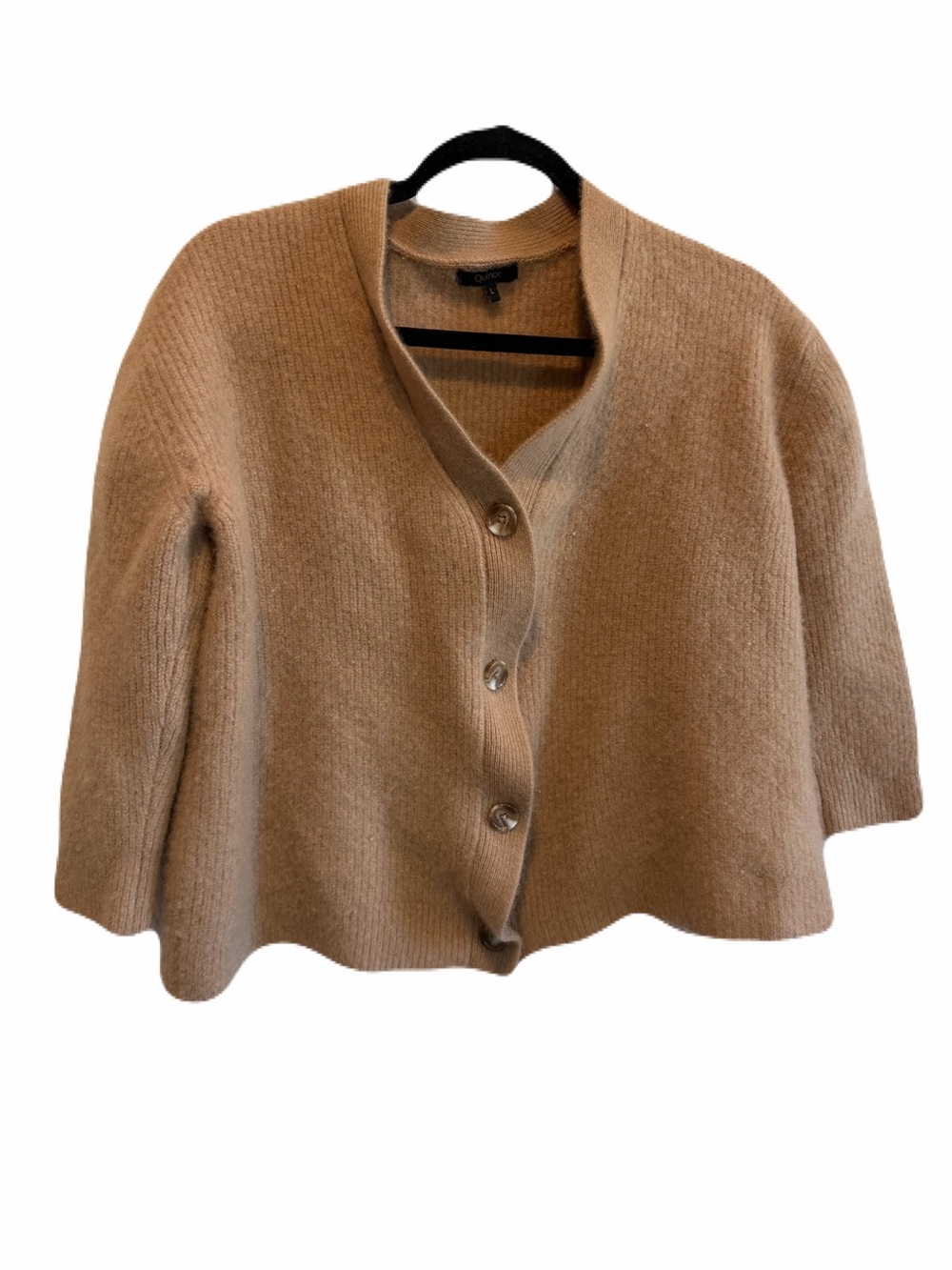 Quince Mongolian Cashmere Boyfriend Cardigan Sweater Camel tagged L, fits small